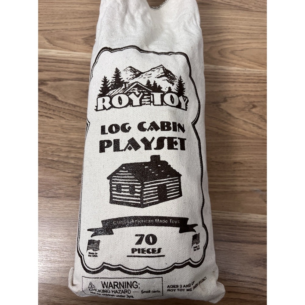 Roy Toy Special Edition Log Cabin Playset 70 Pieces Made Is USA - Used.